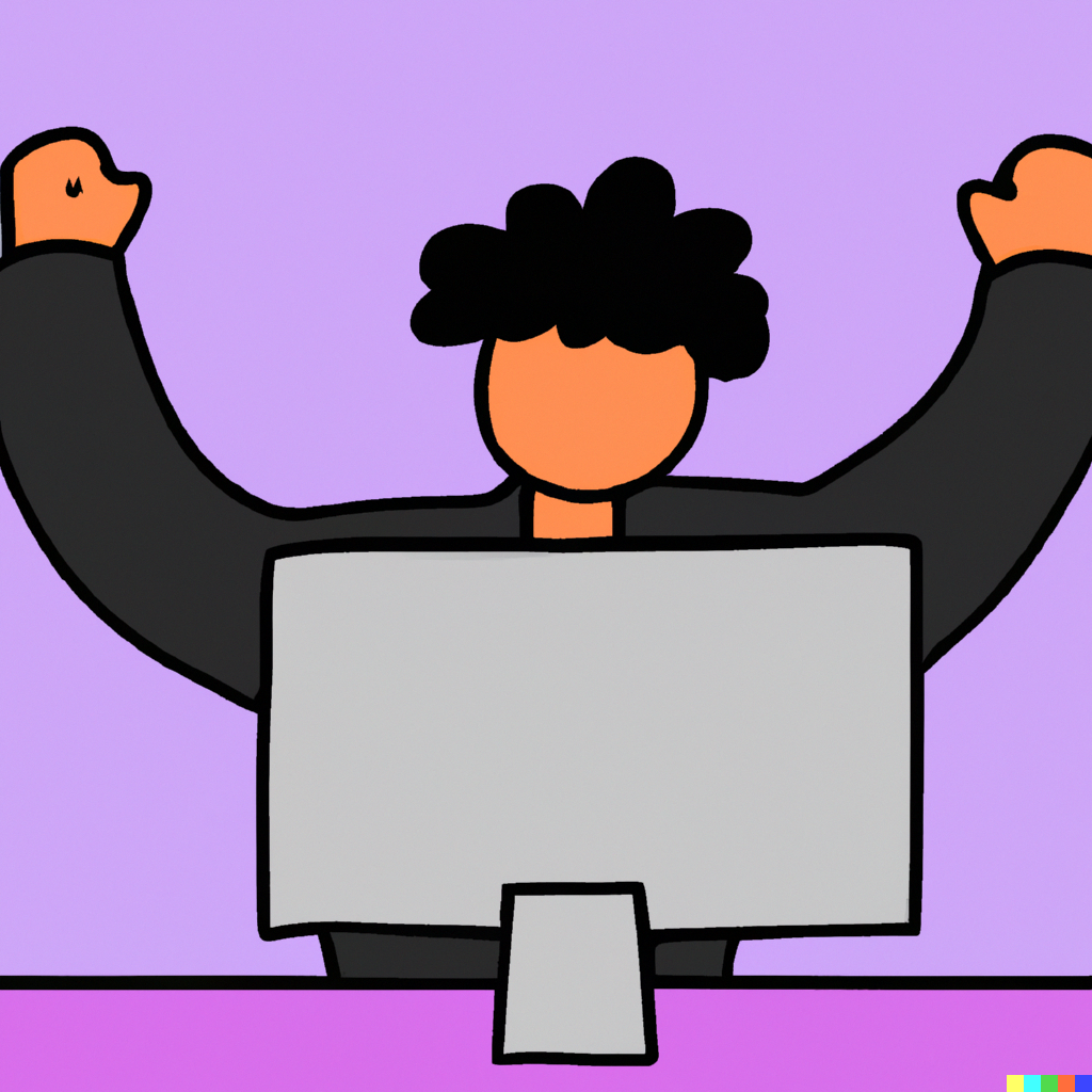image of happy person watching website