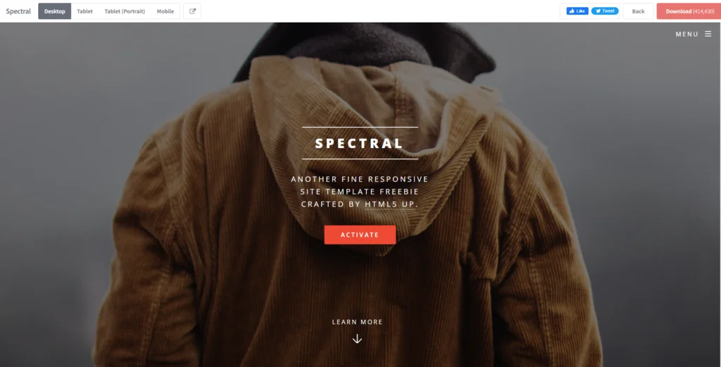 screenshot of the spectral free website template