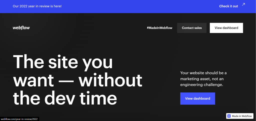 screenshot of webflow.com website