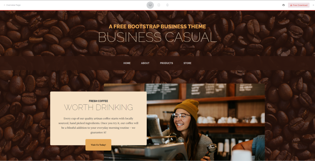 Screenshot of Business Casual free website template