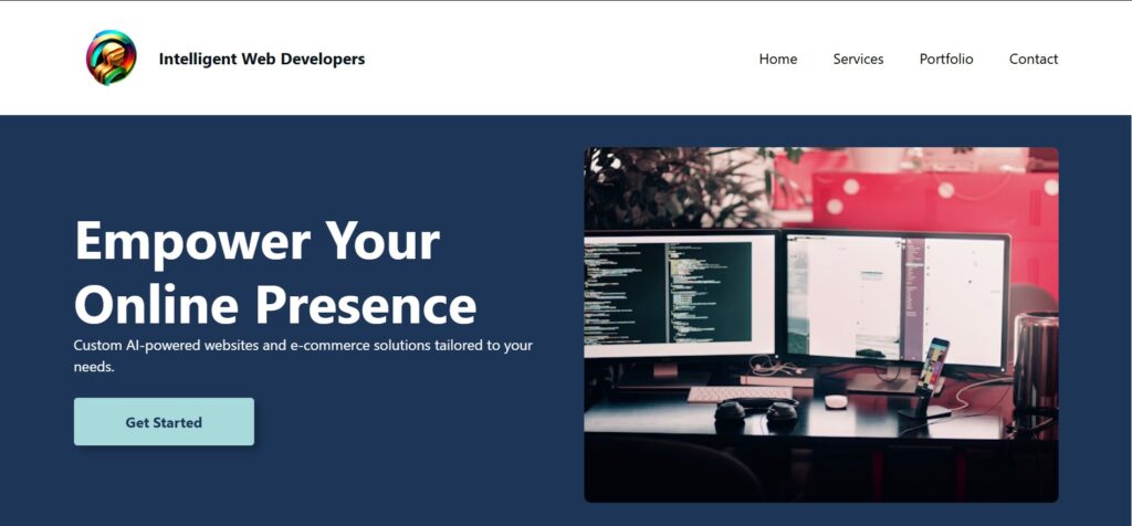 Image of new website of Intelligent webdevelopers.com